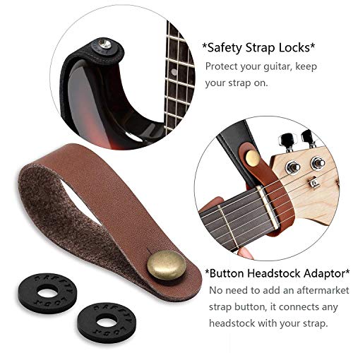 Guitar Strap 100% Soft Cotton and Genuine Leather Ends
