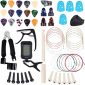 Guitar Accessories Kit 61 Pcs - Guitar Picks & Capo & Tuner & Acoustic Guitar Strings & 3 in 1 Guitar String Winder Cutter Pins Puller & String Bone Bridge Saddle & Bridge Pins and Nut & Finger Picks