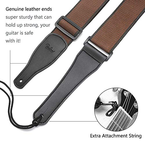 Guitar Strap 100% Soft Cotton and Genuine Leather Ends