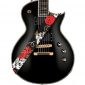 Amumu Skull Rose Guitar Strap Red Denim for Acoustic, Electric and Bass Guitars with Strap Blocks & Headstock Strap Tie - 2