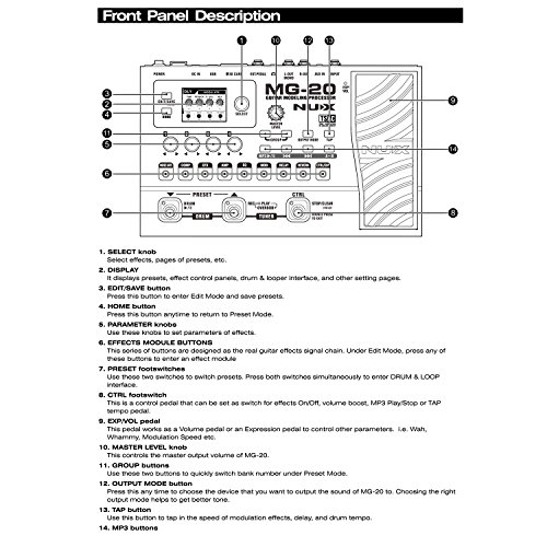 NUX MG-20 Electric Guitar Multi-effects Processor