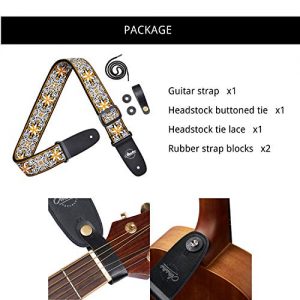 Amumu Hootenanny Embroidery Guitar Strap Yellow Cotton for Acoustic - Image 8