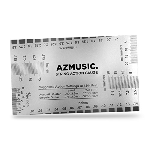 AZMUSIC Premium String Action Gauge, Compact and Versatile Luthier Tool for Quick and Easy Guitar Set Up and Maintenance