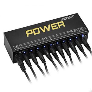 AGPTEK CP-05 Guitar Pedal Power Supply 10 Outputs Isolated for 9V, 12V, 18V Effects Pedals with Isolated Short Circuit, Over-current Protection (Black)