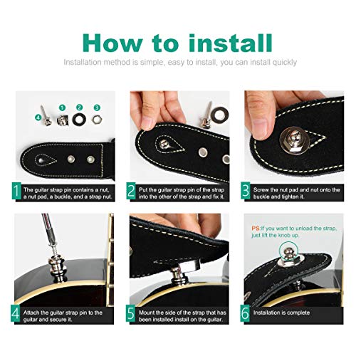 Guitar Strap Lock, Dreokee Security Straplocks Buttons Strap