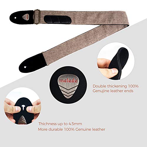 Guitar Strap 100% Soft Cotton Genuine Leather Ends Strap