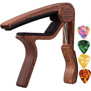 Guita Capo for Acoustic Electric Bass Guitars or Ukulele RoseWood Trigger Capo Guitar Clamp Guitar Clip