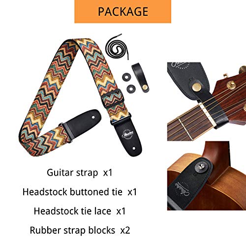 Amumu Chevron Guitar Strap Multi-Color for Acoustic Guitar