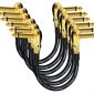 6 Units - 6 Inch -Pedal, Effects, Patch, instrument cable CUSTOM MADE By WORLDS BEST CABLES – made using Mogami 2319 wire and Eminence Gold Plated ¼ inch (6.35mm) R/A Pancake type Connectors