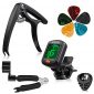 9 Pieces Guitar Accessories Kit Including Guitar Tuner,Guitar Capo,3 in 1 String Winder, Guitar Picks, Plectrum Holder (Tuner + Capo)