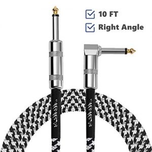 Guitar Cord 10 ft - MIMIDI 1/4 Inch Straight to Right Angle Instrument Guitar Amp Cable for Electric Guitar/Bass/Amplifier/Keyboard/Pro Audio (Black)