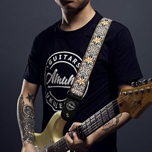Amumu Hootenanny Embroidery Guitar Strap Yellow Cotton for Acoustic - Image 9