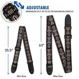 Dulphee Guitar Strap Vintage Printed, Adjustable Polyester Shoulder Strap - Image 2