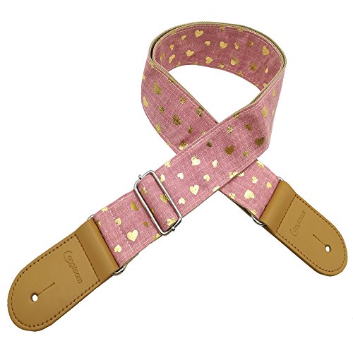 Xinlinke Girls Guitar Strap Pink Cotton Heart Pattern Electric