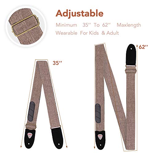Guitar Strap 100% Soft Cotton Genuine Leather Ends Strap