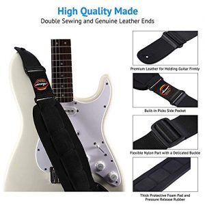 Bass Strap Padded Guitar Strap with Leather Ends - Image 3