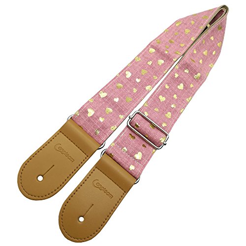 Xinlinke Girls Guitar Strap Pink Cotton Heart Pattern Electric
