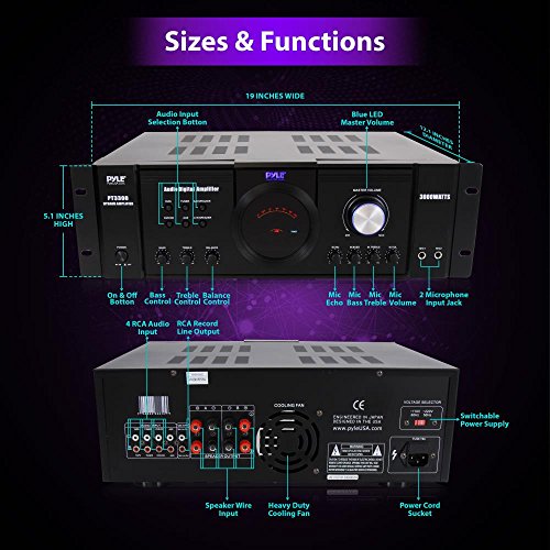 Pyle 3000 Watt Premium Home Audio Power Amplifier