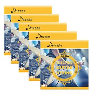 Donner Electric Guitar String Nickel Wound High Carbon Hex Steel, Medium, 10-46, 5 Sets of 6 Strings DES-20M
