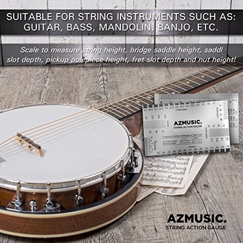 AZMUSIC Premium String Action Gauge, Compact and Versatile Luthier Tool