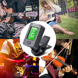 Clip-On Digital Guitar Tuner with LCD Display – Accurate Tuning for Guitar, Bass, Ukulele & Violin (Includes Capo & 3 Picks) - Image 2