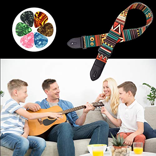 8 Pack Guitar Strap, Includes 2 Guitar Straps and 6 Guitar Pick