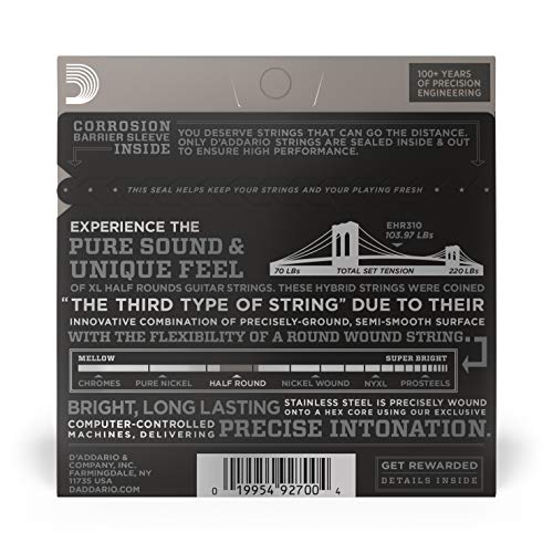 D'Addario Half Round Electric Guitar Strings, Regular Light