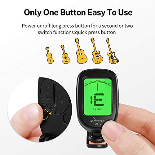 Donner DT-2 Clip-On Guitar Tuner – Accurate Chromatic Tuning for Guitar, Bass, Violin & Ukulele 🎸
