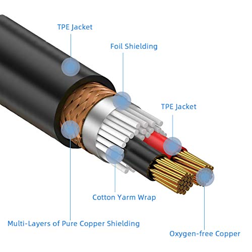 Electric Guitar Instrument Cables 10 Ft- 3 M 1/4 Inch Straight to Right