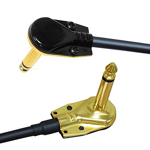 Enhance Your Guitar Sound with HONEST KIN 12 Inch Low-Profile Right Angle Guitar Patch Cables - Golden Tone for Guitar Effects Pedal (3-Pack)