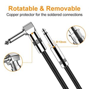 Guitar Cable 10FT Right Angle 1/4 Inch TS to Straight 1/4 Inch - Image 6