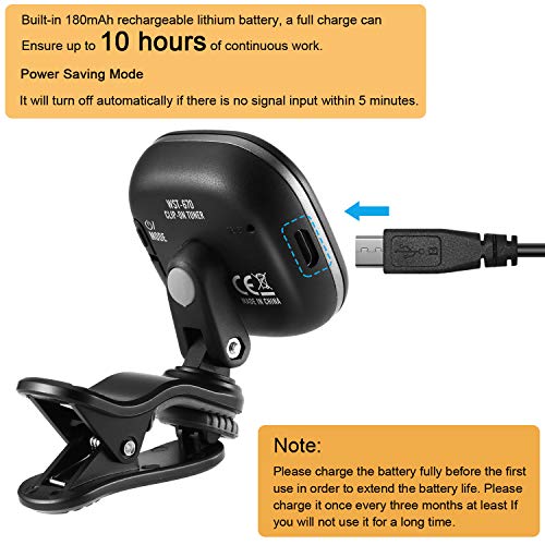 Guitar Tuner Rechargeable Clip On Tuner for Ukulele