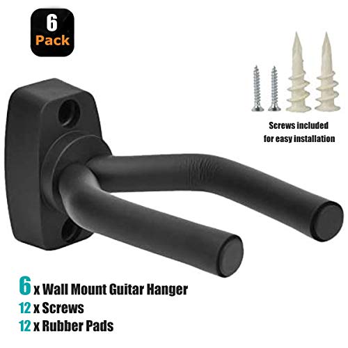 Guitar Wall Hangers, 6 Pack Wall Mount Guitar Holders