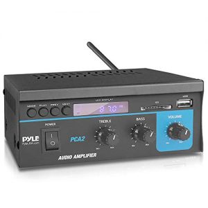 Home Audio Power Amplifier System 2X40W Mini Dual Channel Sound Stereo Receiver Box w/ LED For Amplified Speakers, CD Player, Theater via 3.5mm RCA for Studio, Home Use Pyle PCA2