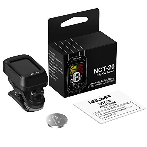 Precision Tuning Anywhere! Clip-On Tuner for Guitar, Bass, Ukulele, Violin, and Viola with Rotational LCD Display