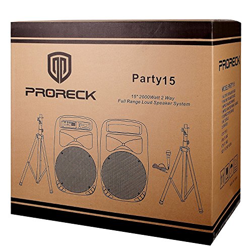 PRORECK PARTY Portable 15-Inch, 2000 Watt, 2-Way Powered
