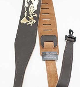 Perri's Leathers Ltd. Banjo Guitar Strap, 2.5" inch wide, Adjustable length,(P25EBJBR-106) Brown Leather, Made in Canada