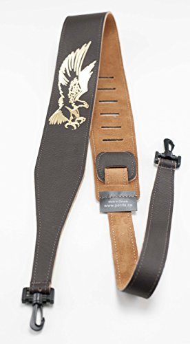 Perri's Leathers Ltd. Banjo Guitar Strap, 2.5" inch wide, Adjustable length,(P25EBJBR-106) Brown Leather, Made in Canada