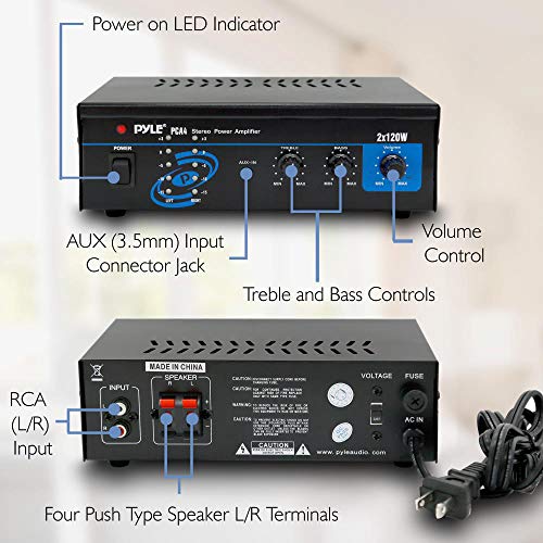 Pyle 2x120 Watt Home Audio Speaker Power Amplifier – Dual Channel Stereo Receiver for Theater & Music 🎶🔊