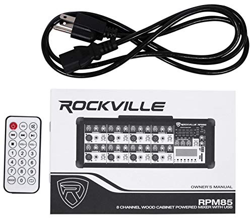 Rockville 2400w Powered 8 Channel Mixer, USB