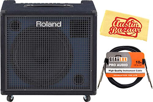 Roland KC-600 4-channel Stereo Mixing Keyboard Amplifier - 200W Bundle with Instrument Cable and Austin Bazaar Polishing Cloth
