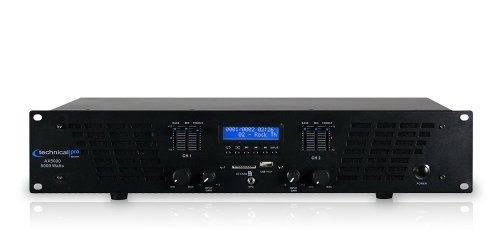 Technical Pro AX AMPLIFIER SERIES AX5000 5000 watts of peak power 2U Professional 2 Channel Power Amplifier, Black