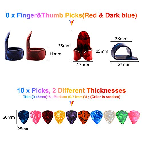 URlighting 8 Pcs Guitar Finger Picks Thumb Picks
