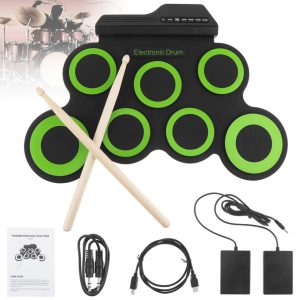 Electric Drum Kit Rock On-the-Go: Portable Electronic Digital USB 7-Pad Roll-Up - Image 4