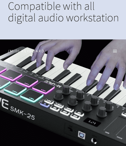 Portable 25-Key MIDI Keyboard Controller with Wireless Function & RGB Pads for Music Creation