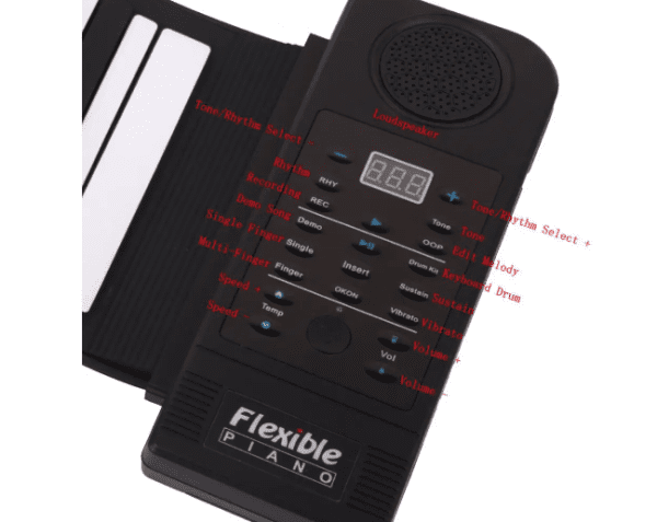 Portable 61-Key Roll Up MIDI Piano with 128 Tones and Built-in Speakers