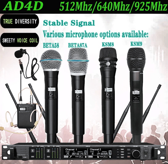 Professional Dual Channel Wireless Microphone System with Beta87A Capsule