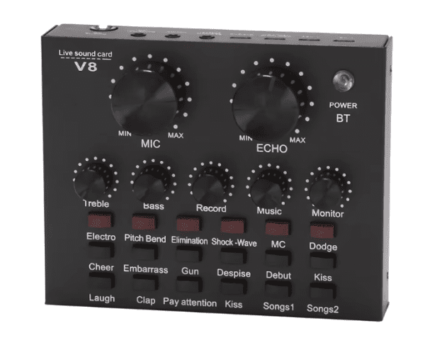8-Sound Card Audio Set with Bluetooth and Long Battery Life for Mobile Streaming and PC Recording