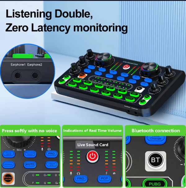 HD X60 Sound Card with Adjustable Pitch & Multi-Platform Streaming for Professional Live Broadcasts
