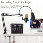 BM-800 Podcast Equipment Bundle with condenser microphone, scissor arm, and sound card, perfect for podcasting, live streaming, and music recording